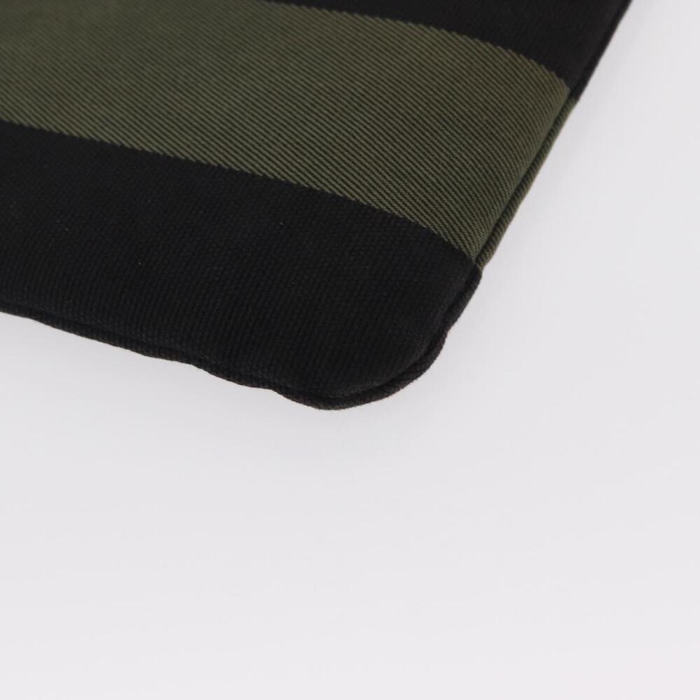 SAINT LAURENT Clutch Bag Canvas Leather Black Khaki Silver Auth mr1652 - Picture 15 of 16